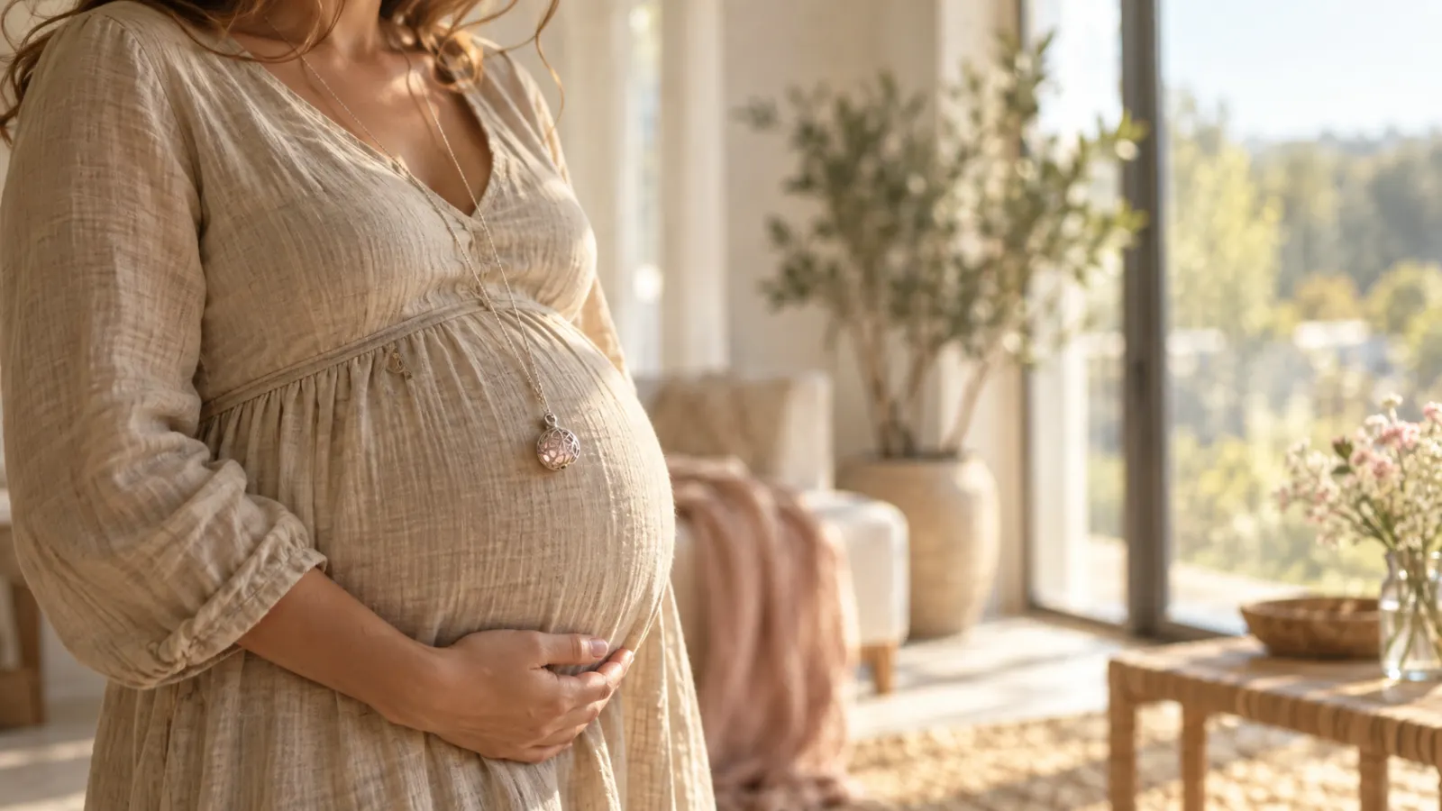 Femme enceinte soutenant son ventre